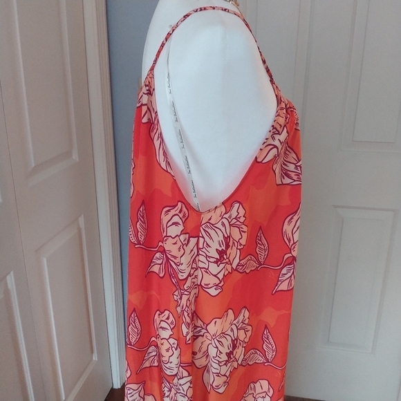 True Destinations Orange Floral Maxi Dress Coverup XS - Picture 3 of 13